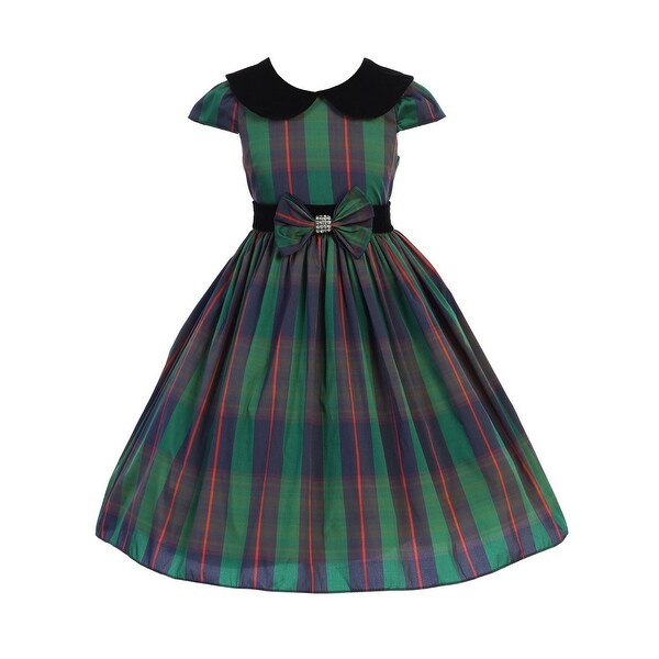 green and black plaid dress