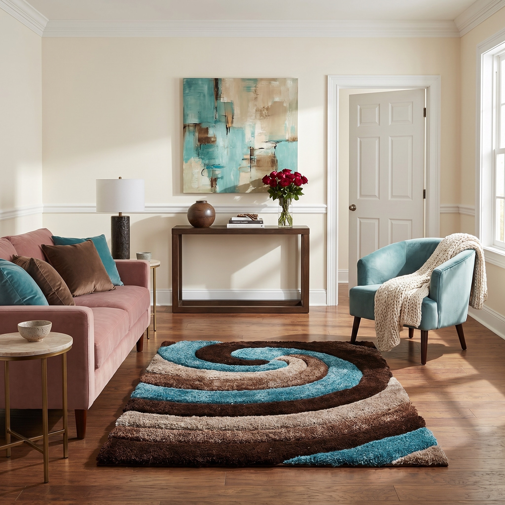 Mateos Shag Collection Swirl Area Rug - On Sale - Overstock - 30342623