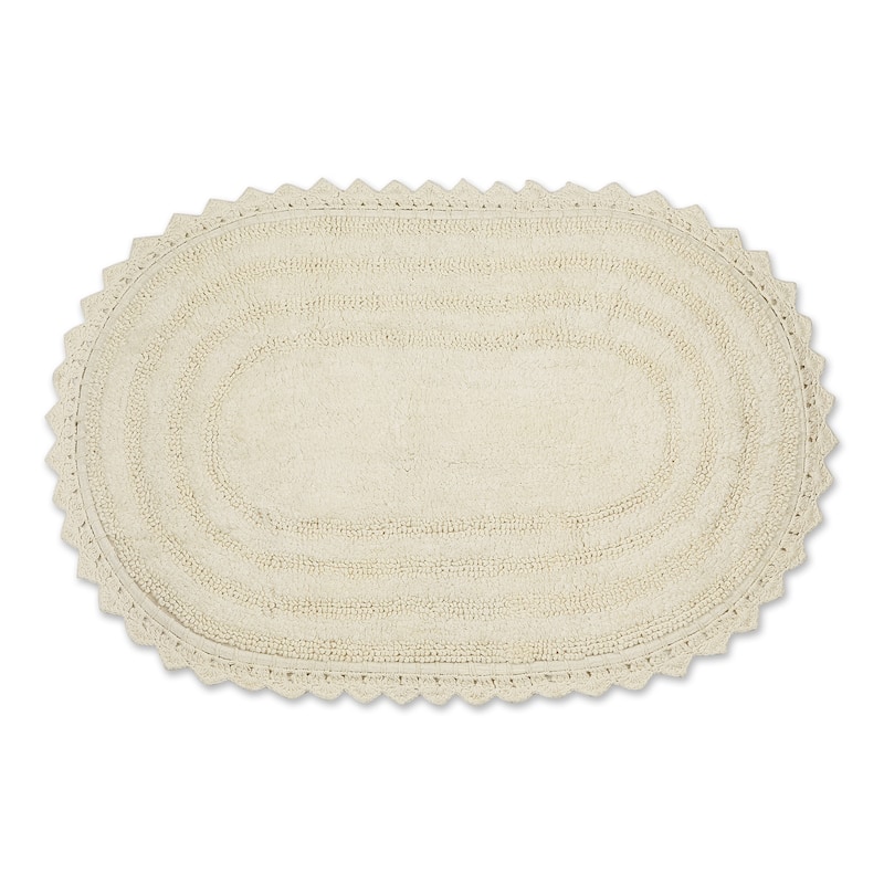DII Crochet Bath Mat - Large Oval, 21x34" - Off White