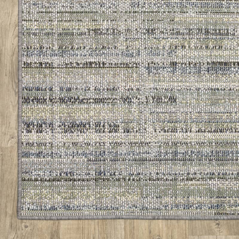 Vista Home Calla Contemporary Striped Blue/ Green Indoor/Outdoor Area Rug