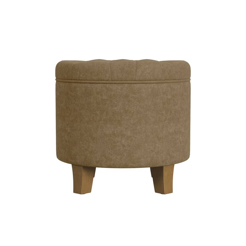 Carson Carrington Hare Button-tufted Round Storage Ottoman