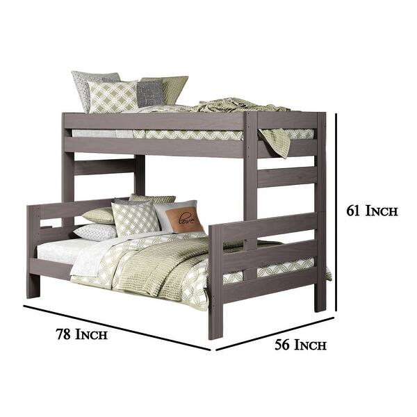 Damie Twin/Full Bunk Bed with Ladder, Brazilian Pine, Gray Solid Wood
