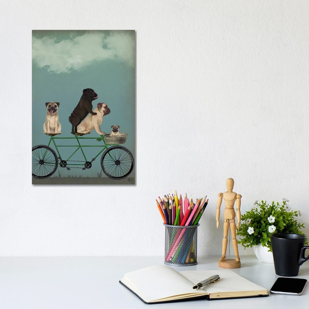 iCanvas "Pug Tandem" by Fab Funky Canvas Print