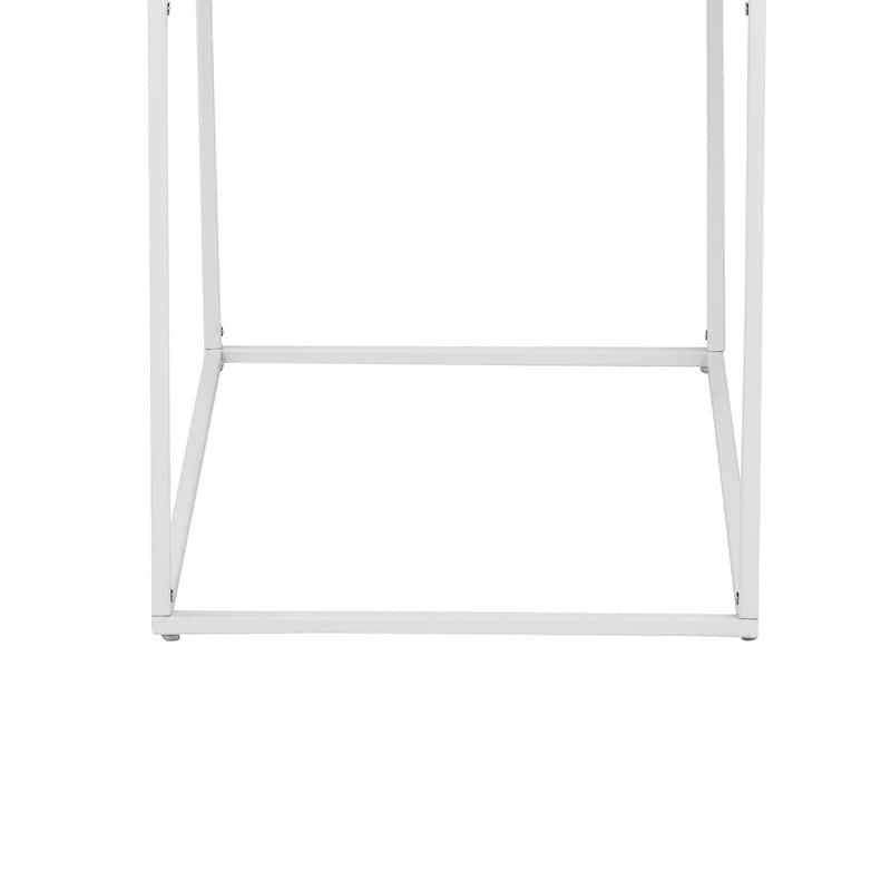 16 in. White Rectangle Metal End Table, Sturdy Build End Side Table for Living Rooms