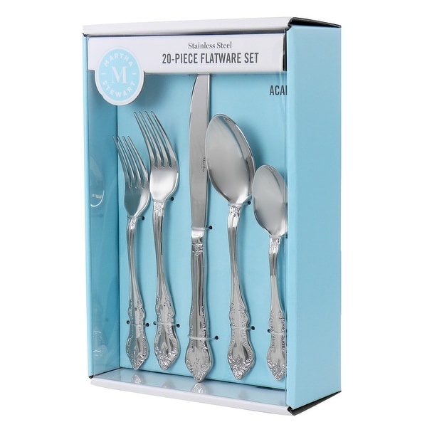 Martha Stewart Acadia 20 Piece Stainless Steel Flatware Set. Opens flyout.