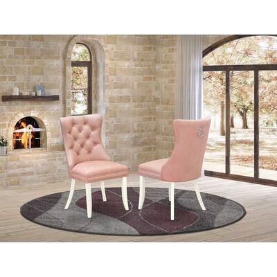 Parson Dining Chairs Set of 2 - Upholstered Kitchen Chairs with Nailhead Trim - Modern Beige Red Accent Chairs