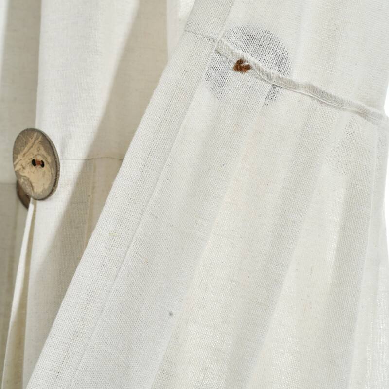 Lush Decor Linen Button Kitchen Tier Window Curtain Panel Pair