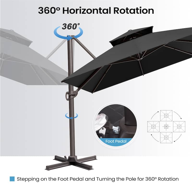 Crestlive Products 10 x 13ft Outdoor Patio Cantilever Umbrella with Base