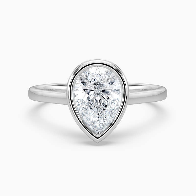 Auriya 14k Gold Lab Grown Pear Diamond Bezel Unique Hidden Halo Engagement Ring 1.00 to 5.00 ct. tw. (F-G, VS) - 8.5 - 1.50 carats - White