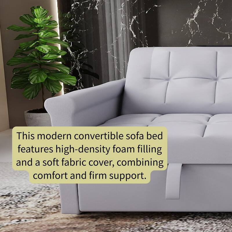 2-Seater Convertible Sofa Bed - Velvet Upholstery Sleeper Loveseat with Pull-Out Mechanism, Space-Saving