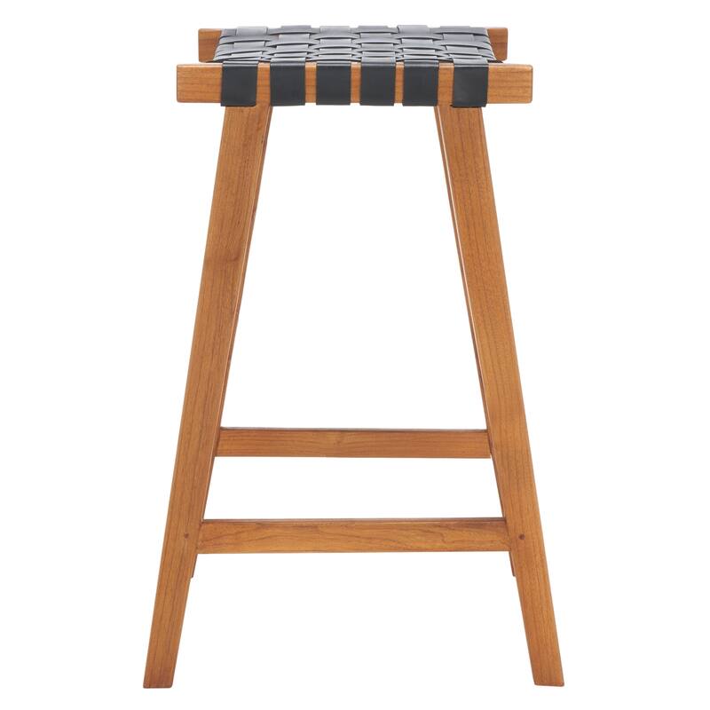 SAFAVIEH Remzija 30-inch Woven Leather Rectangle Bar Stool - 20" W x 19" D x 30" H