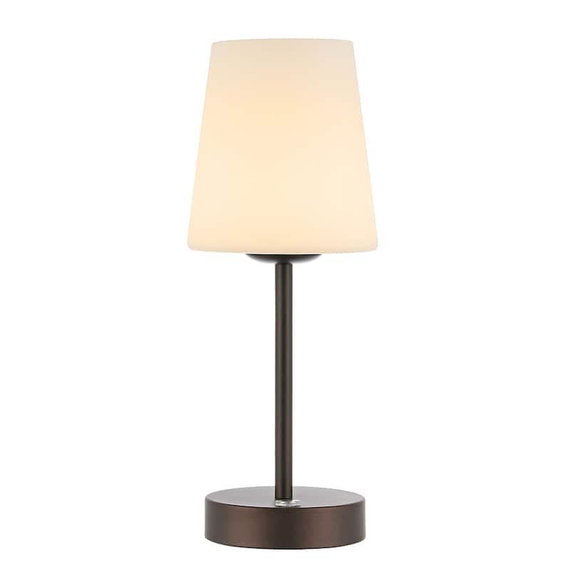 Eli 12.75" Modern Minimalist Iron Wireless Rechargeable Integrated LED Table Lamp, Nickel/White by JONATHAN Y - Oil Rubbed Bronze