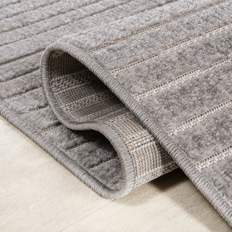 JONATHAN Y Odense Minimalist Curve Geometric Gray/Ivory Area Rug