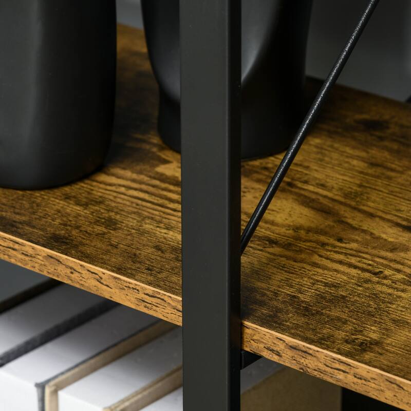 5-tier Bookshelf with Steel Frame and Adjustable Foot Pads