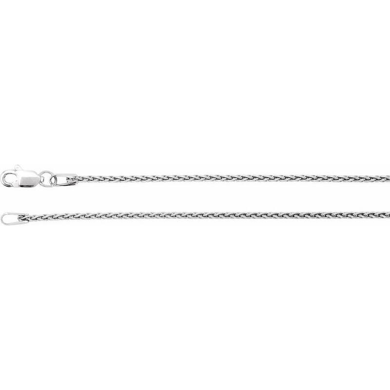 Curata 14k White Gold 1.25mm 7 Inch Wheat Bracelet With Lobster Clasp