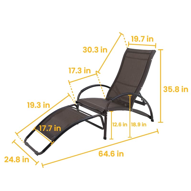Outdoor Adjustable Chaise Lounge Chairs with Wheels Aluminum Sun Lounger