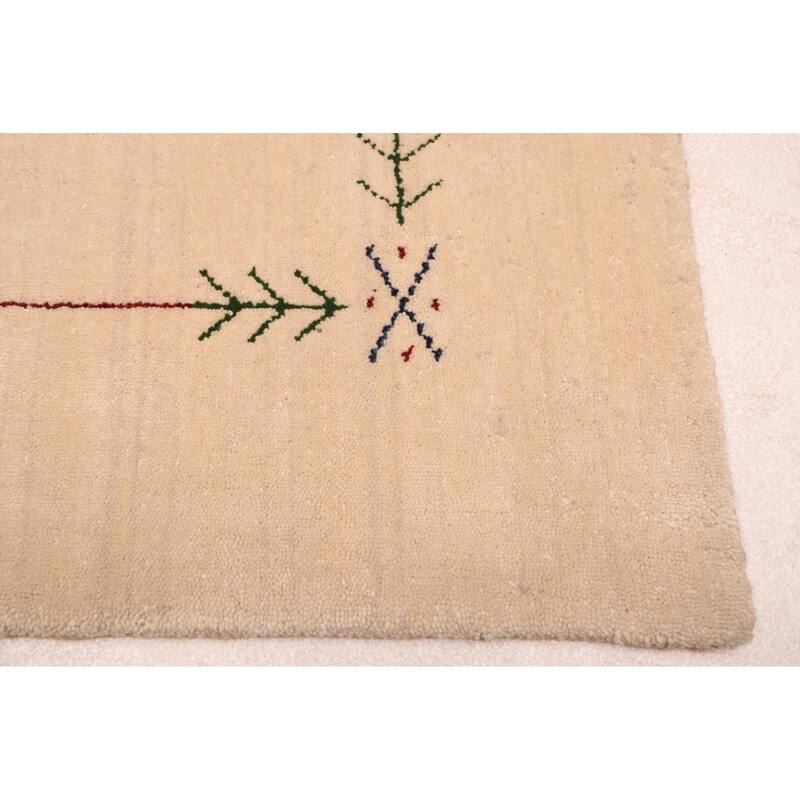 ECARPETGALLERY Hand Loomed Kashkuli Gabbeh Ivory Wool Rug - 5'1 x 7'0