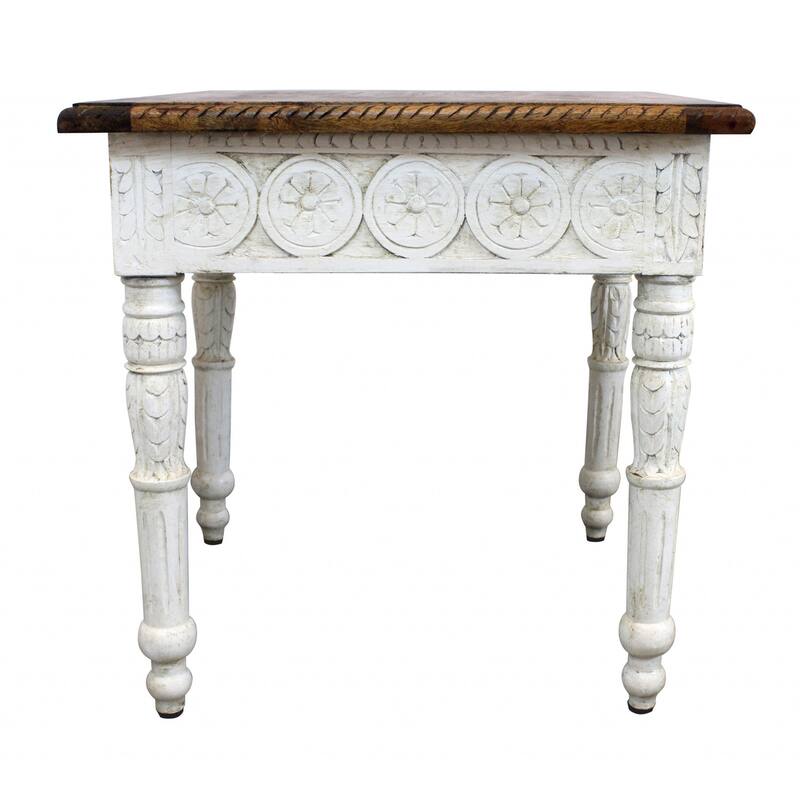 HomeRoots 24" Ivory And Brown Solid Wood Square End Table - 24