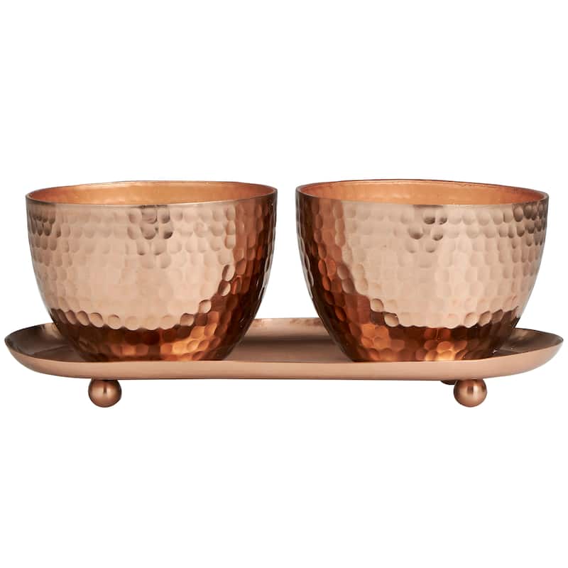 Gold or Copper or Silver Metal Scented Hammered 10 oz 1 Wick Candle with White Wax (Set of 2)