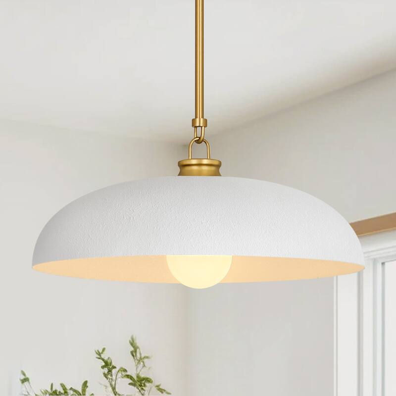 1 -Light Farmhouse Metal Dome 15.7inch Kitchen Hanging Pendant Light