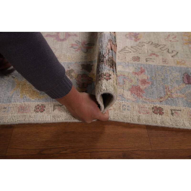 Transitional Oushak Turkish Area Rug Hand-Knotted Wool Carpet - 5'0"x 7'11"