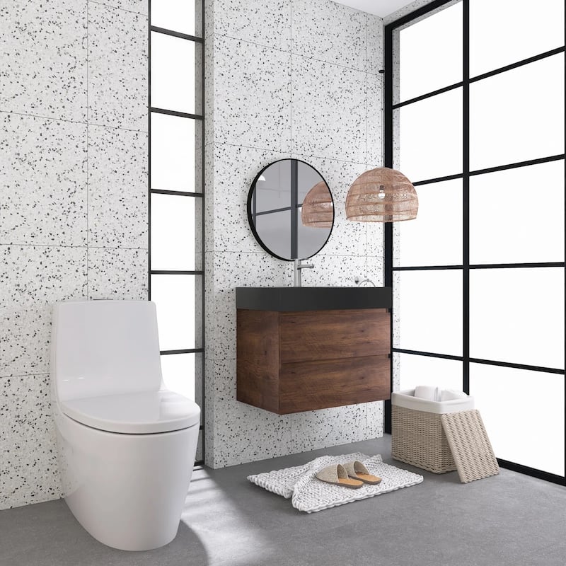 Single Sink Floating Bath Vanity in with Solid Surface Top