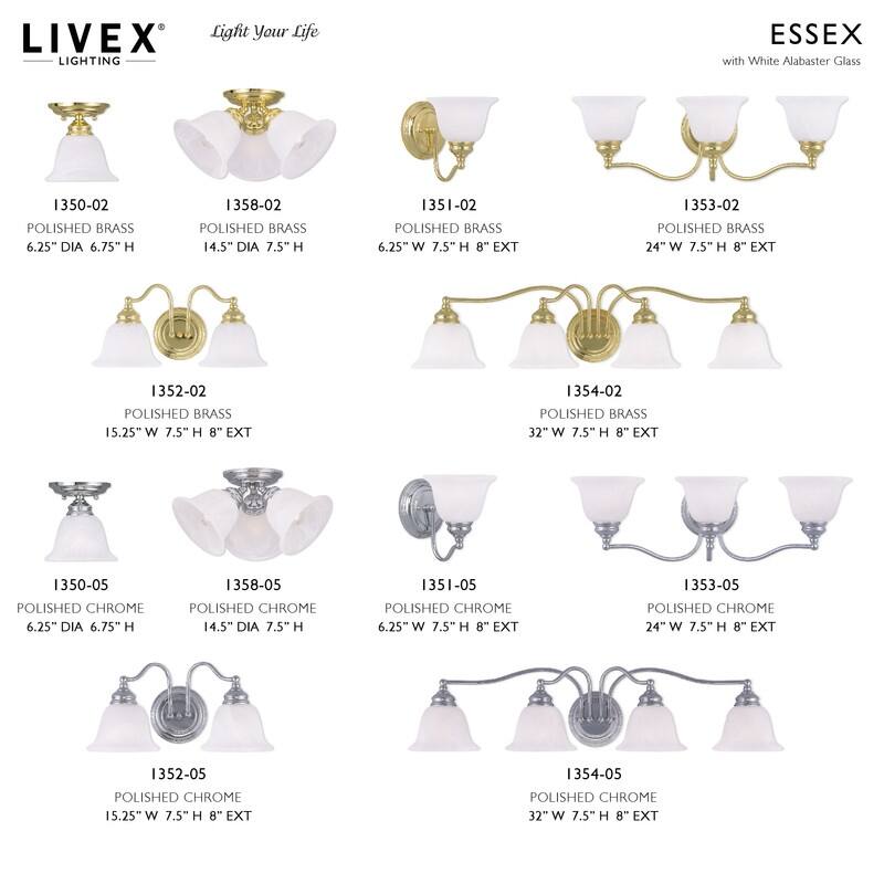 Livex Lighting 1-light Polished Brass Bath Light, 1351-02 - 6.25" W X 7.5" H X 8" EXT