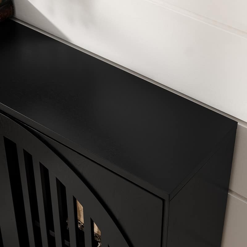 Mid Century Fluted Sideboard with 2 Outlets, Narrow Buffet Cabinet for Entryway & Kitchen