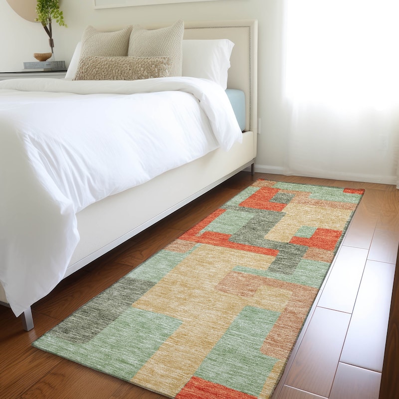 Premium Washable Super Soft Geo Casual Mayfield Rug - Sage - 2'3" x 7'6"