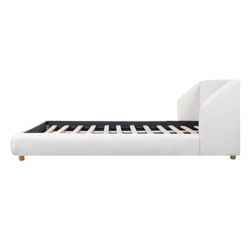 Christopher Knight Home - Arvilla Modern Boucle Upholstered Low Profile Platform Bed with Wingback Headboard & Wooden Slats