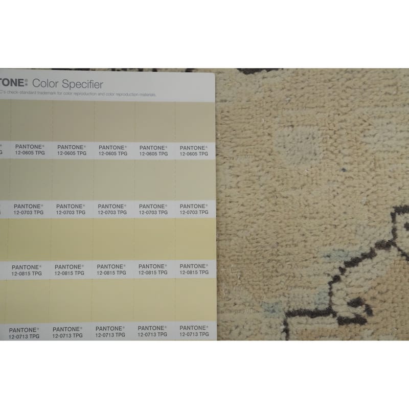 Hand Knotted Oriental 100% Wool Carpet Traditional Medallion Beige & Ivories Kerman Area Rug - 3' 9'' X 1' 9''