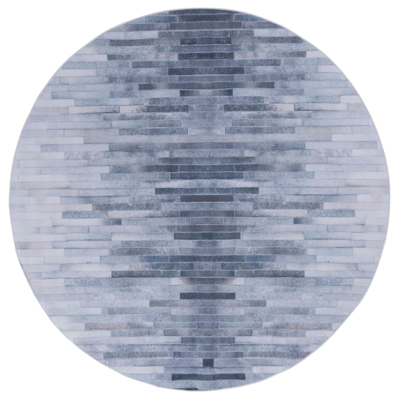 SAFAVIEH Faux Hide Machine Washable Slip Resistant Virzhinia Modern - 6' x 6' Round - Light Grey/Grey - Round