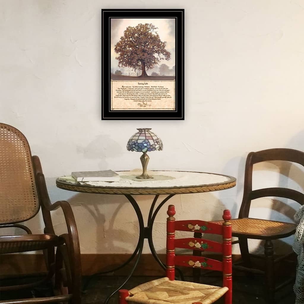 TrendyDecor4U Farmhouse "Living Life" Framed Print Wall Art by Bonnie Mohr - Earthtones
