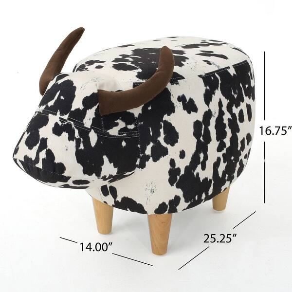 Velvet Wood Cow-Shaped Ottoman