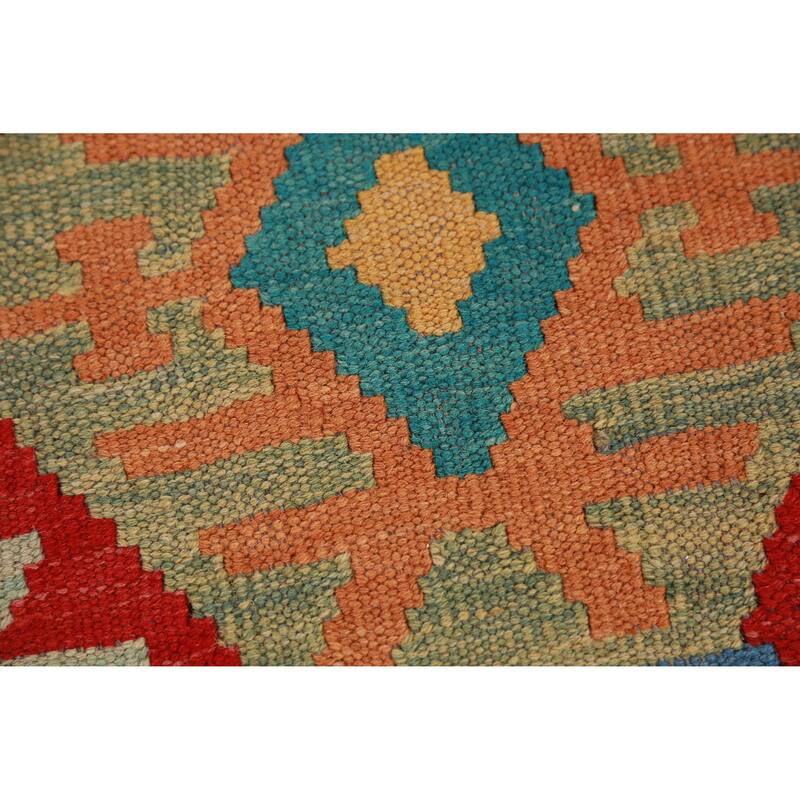 Hand Woven Oriental 100% Wool Carpet Southwestern Geometric Multi-Colored Kilim Area Rug - 8' 5'' X 5' 10''