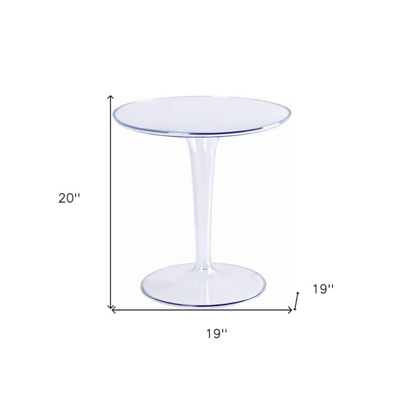HomeRoots 20" Clear Heavy Duty Plastic Indoor Outdoor Round Pedestal End Table