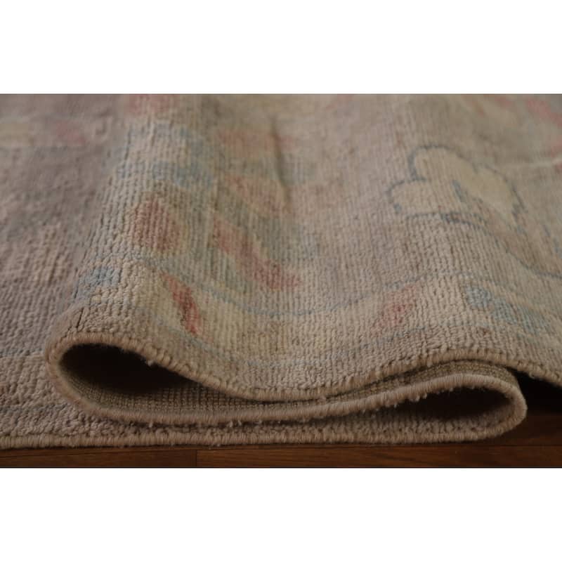 Oushak Turkish Large Area Rug Hand-knotted Floral Wool Carpet - 9'11"x 13'7"