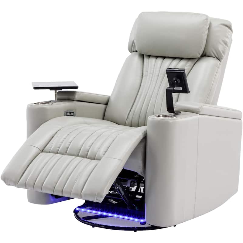 270° Power Swivel Lift Recliner Chair with Cell Phone Stand & Cup Holders, Swivel Tray Table, Lazy Boy Sofa Chair for Home