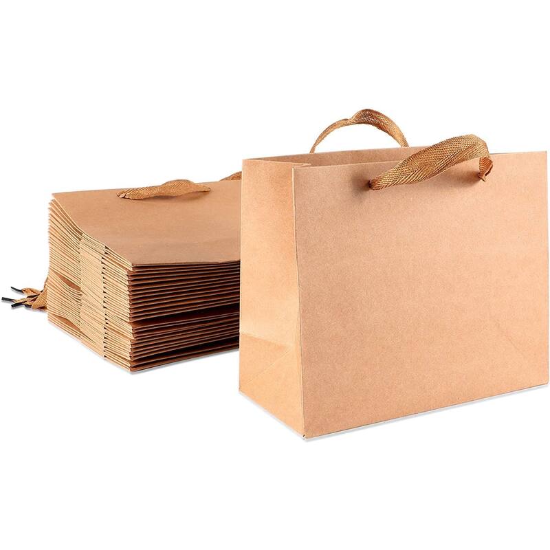 Bright Creations Brown Kraft Paper Bags with Handles (8.6 x 7 x 3.9 in, 25 Pack)