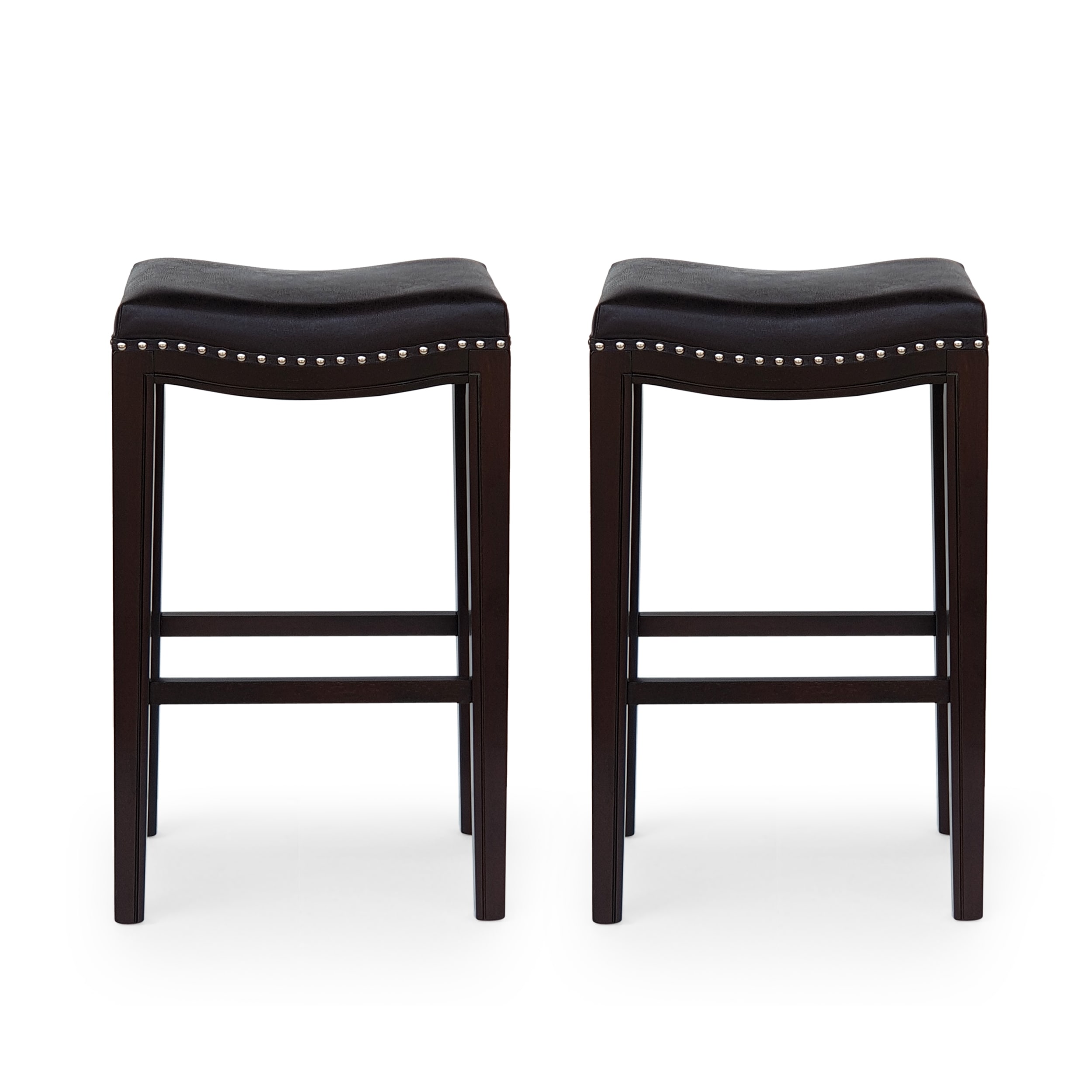 Tiffin Contemporary Studded Fabric Bar Stool Set of 2 by