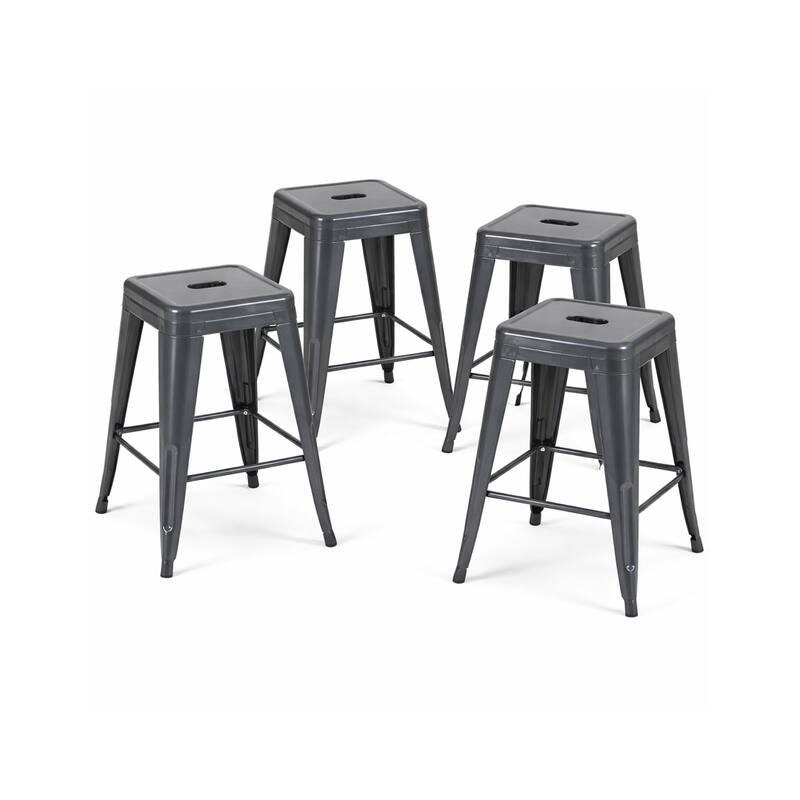 AC Pacific 24 Inch Industrial Stackable Metal Counter Stools Set of 2