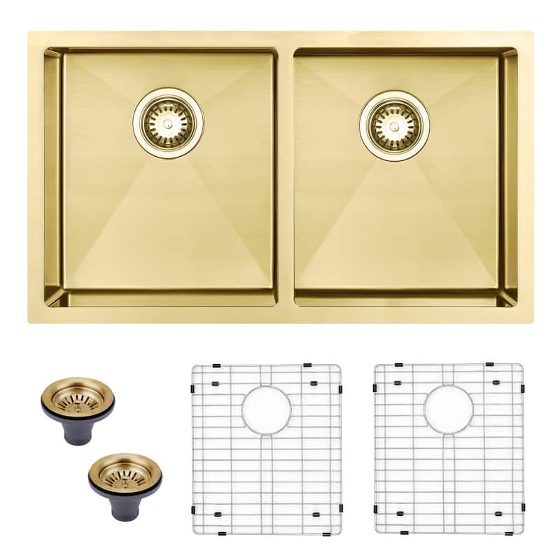HomeRoots 10" X 33" Gold Stainless Steel Undermount Kitchen Sink - 33.00 in. x 10.00 in. x 18.00 in.