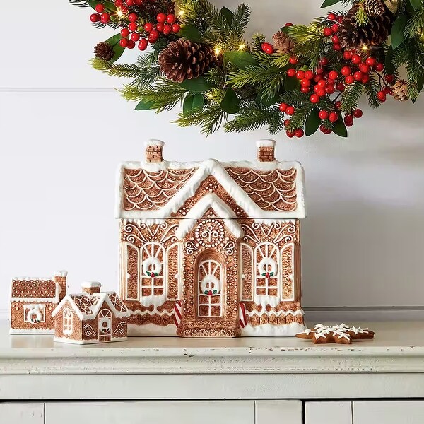 Martha Stewart 2 Piece Gingerbread Ceramic Cookie Jar with Lid in