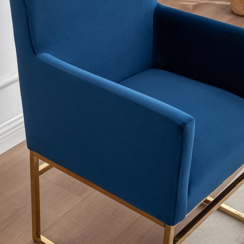 SEYNAR Modern Velvet Accent Arm Dining Chair Set of 2 with Metal Legs