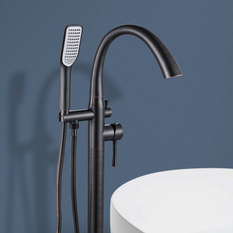 Topcraft Floor Mounted Bathtub Filler with Handheld Showerhead