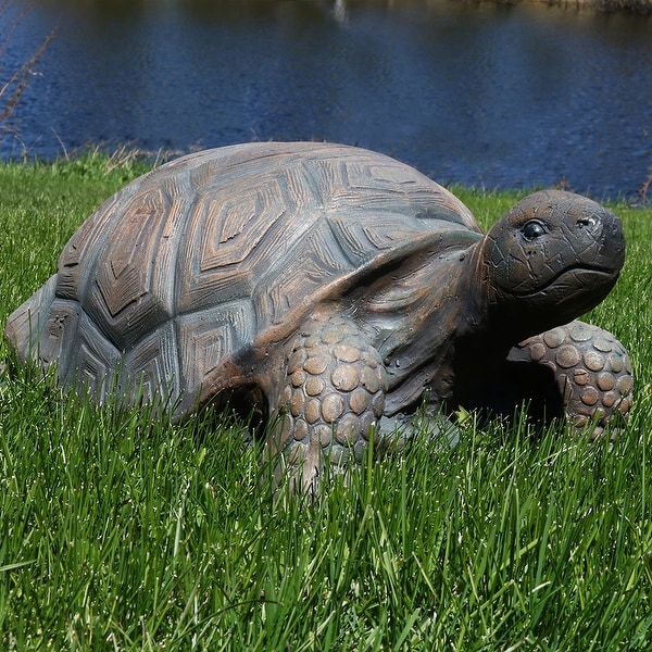 Sunnydaze Tanya the Tortoise Indoor-Outdoor Lawn and Garden Statue - 20-Inch - Tan