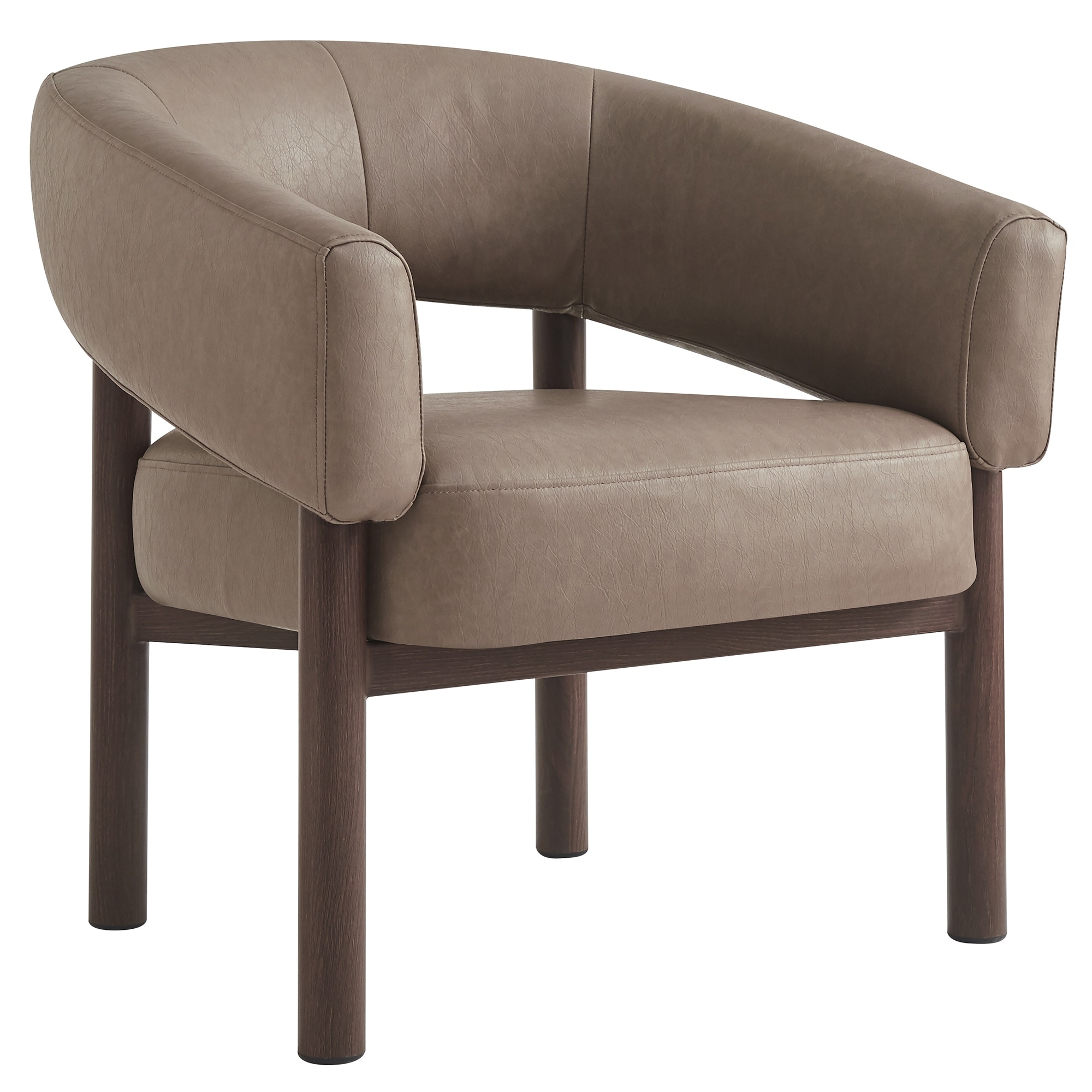 Modern Faux Leather and Metal Accent Chair