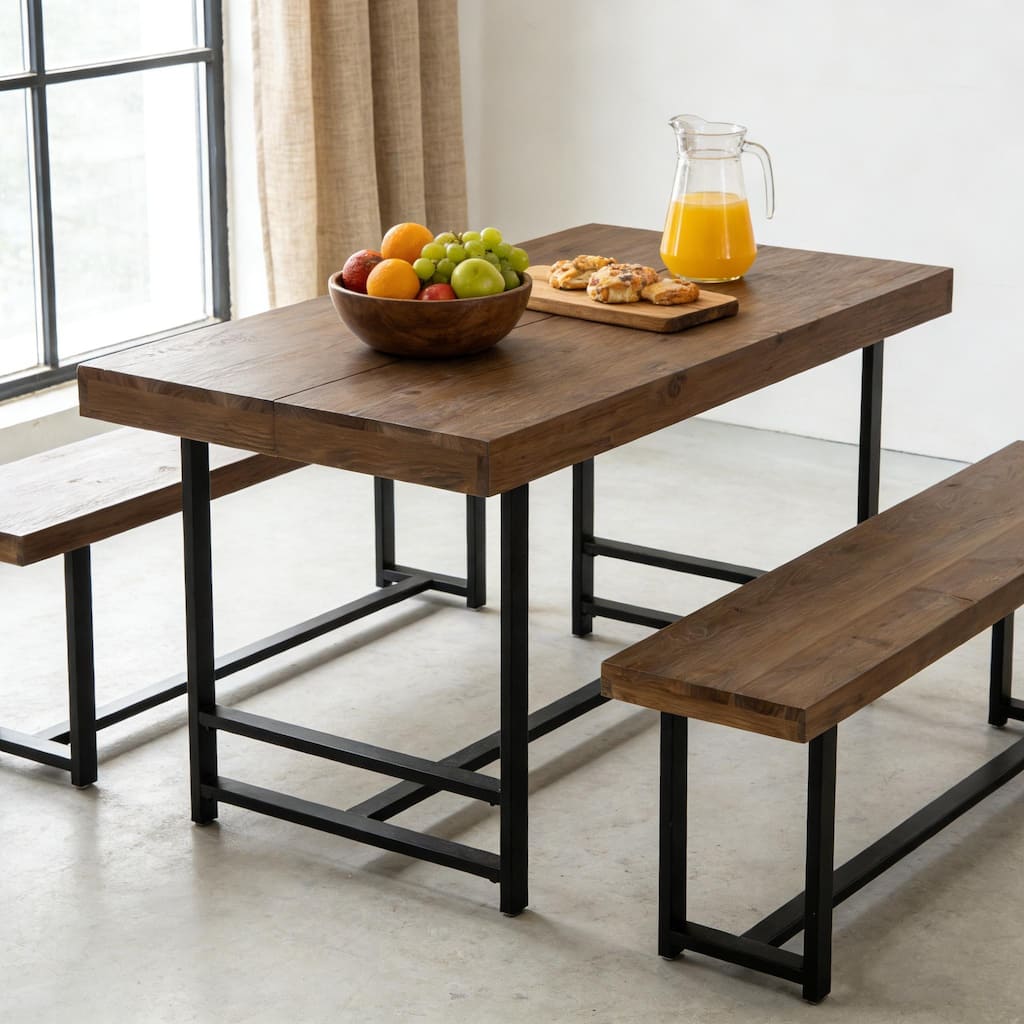 Rustic Rectangular 4-Person Dining Set with 2 Chairs