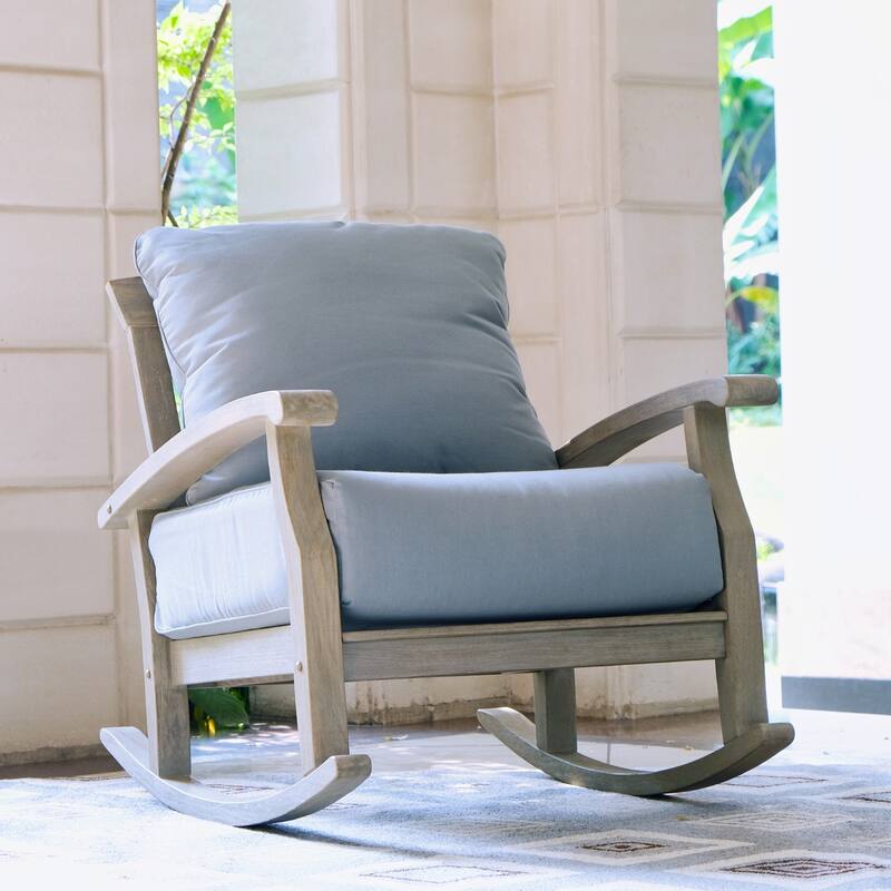Cambridge Casual Leon Teak Outdoor Rocking Chair with Cushion