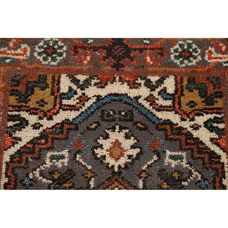 Gray Geometric Heriz Serapi Oriental Foyer Rug Handmade Wool Carpet - 2'1" x 3'1"